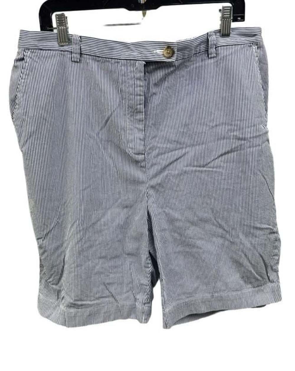 Lands' End High Rise Blue and White Striped Seersucker Shorts
